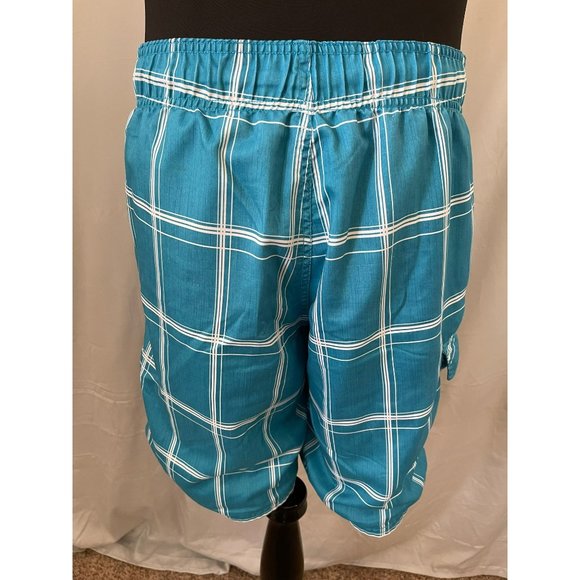 OP Men's Teal/White Checkered Swim Trunks - Picture 4 of 10